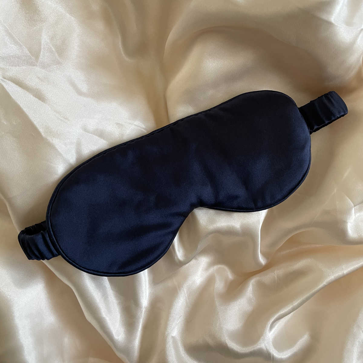 Navy Silk Eye Mask Love Silk London